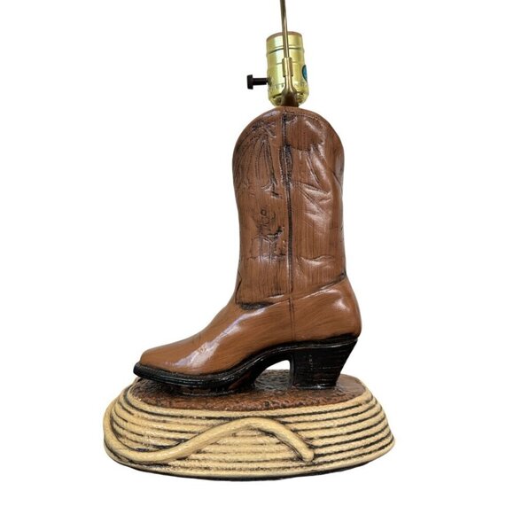 Vintage Mid-Century Retro Cowboy Western Brown Ceramic Heavy Table Lamp 21.3" Ta - Picture 10 of 10